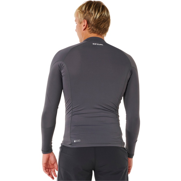 2026 Rip Curl Mens Waves UPF Performance Long Sleeve Rash Vest 16FMRV - Charcoal Grey